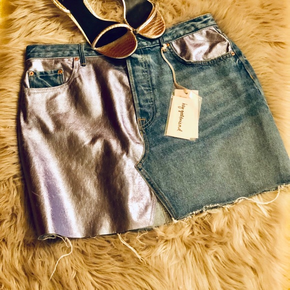 GRLFRND “Milla” Metallic Leather Panel Miniskirt - Picture 3 of 9